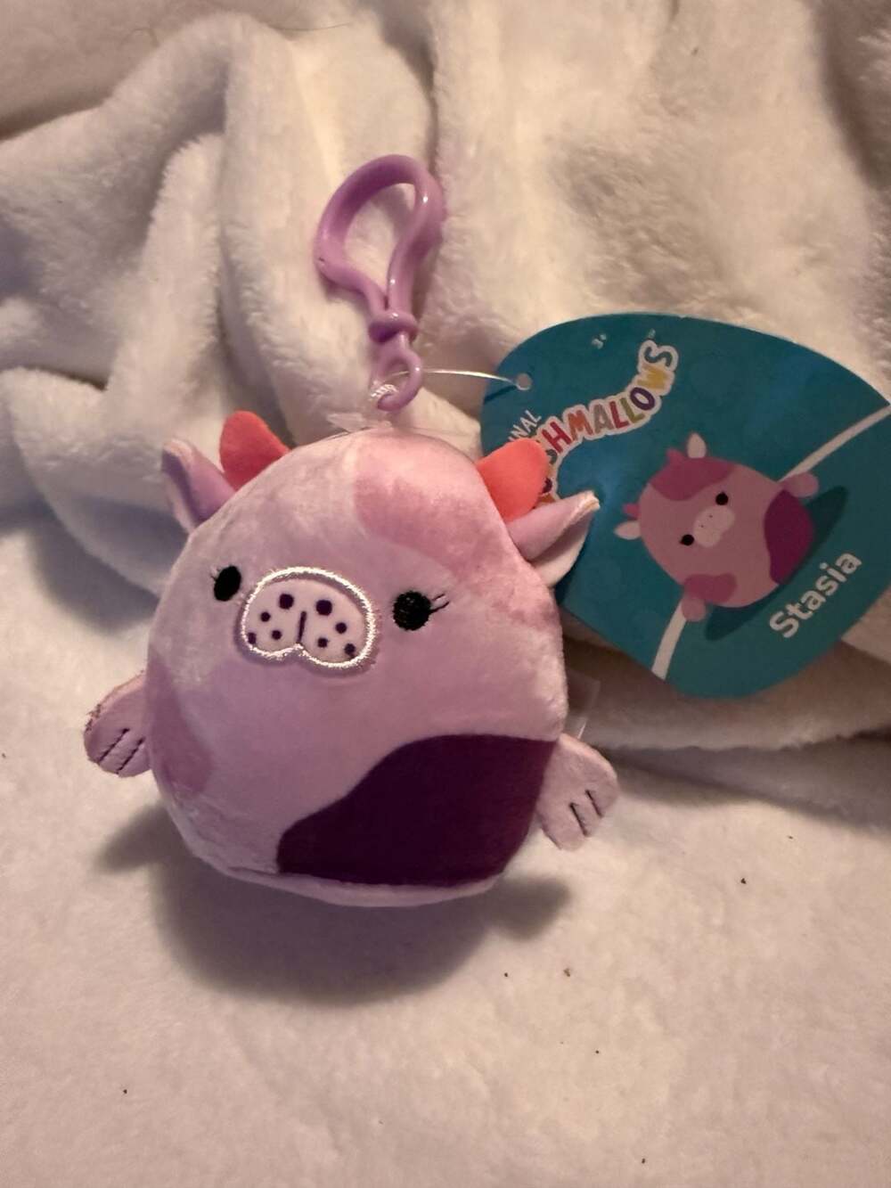 Squishmallows Stasia the Purple and Pink Sea Cow 3.5-inch Clip-On Plush